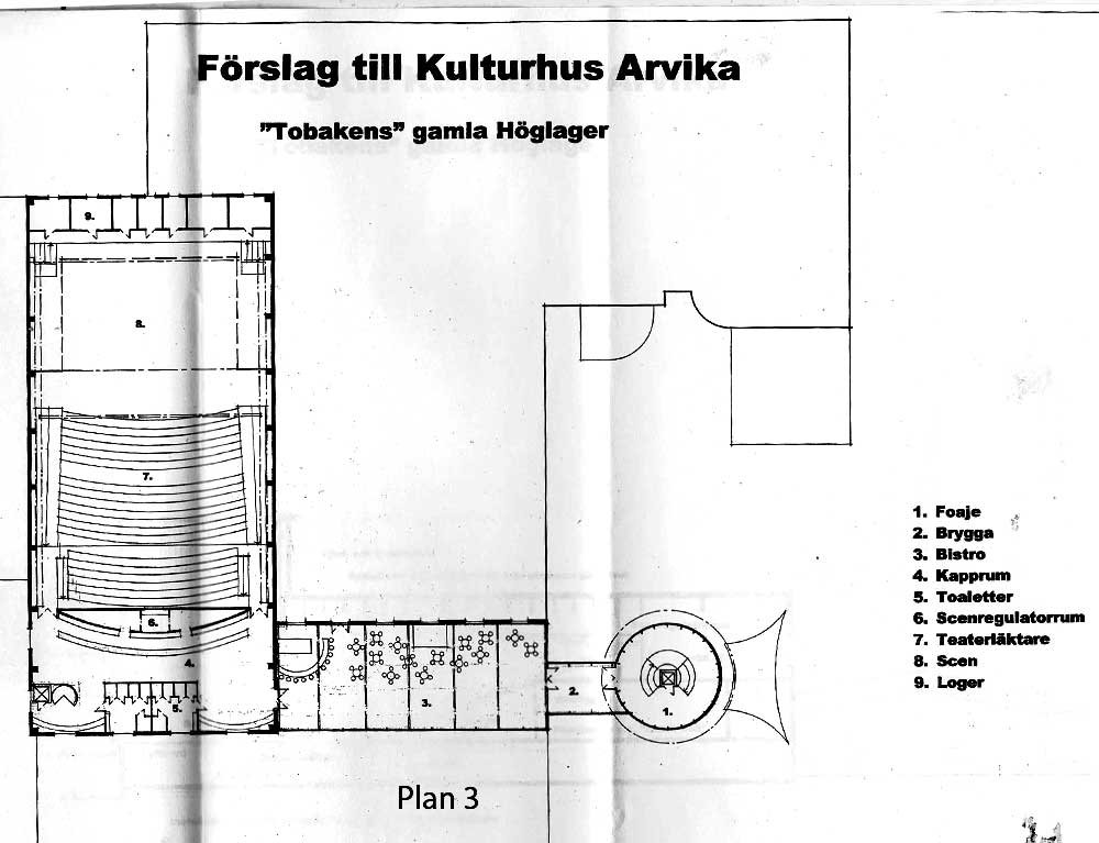 Skiss, förslag till kulturhus i Arvika